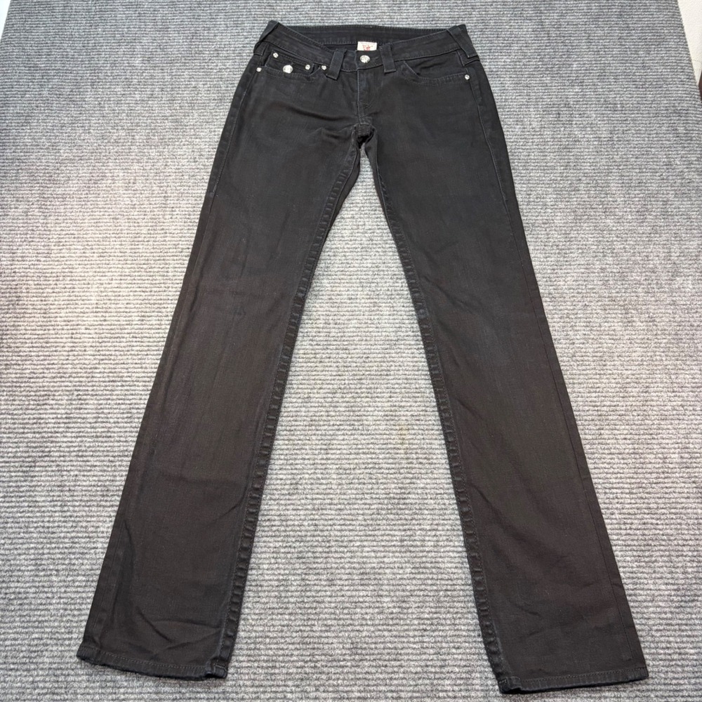 True Religion Disco Billy Black Straight Leg Jeans Crystal Embellished USA Sz 27